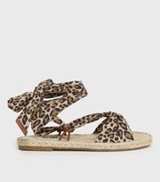 ONLY Brown Leopard Print Espadrille Sandals